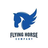 Flying horse animal logo design vector