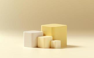 3D rendering Mock up geometric shape podium for product design, minimal display. photo