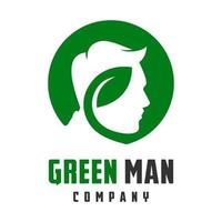 leaf head man's logo design vector