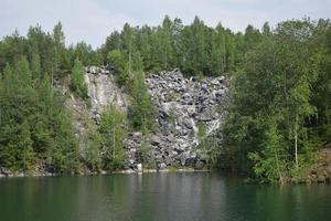 lake in the forest in the mountains photo