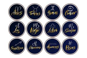 Astrological symbols of the zodiac signs. Astrology,Natal charts, horoscopes vector