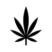 vector de vista en negro o silueta de hoja de cannabis o cáñamo o marihuana, planta de hierbas para tratamiento médico