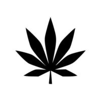 Vector of black or silhouette view of cannabis leaf or hemp or marijuana, herbal plant for medical treatment