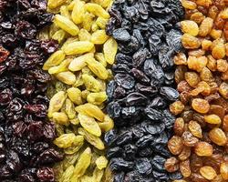 Collection of various raisins