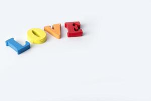 The word love on the white background. photo