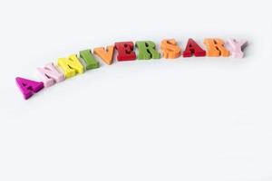 The word anniversary on the white background. photo