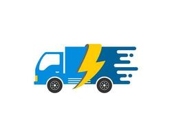 Fast delivery truck with lightning inside vector