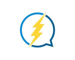 Simple bubble chat with electrical lightning inside vector