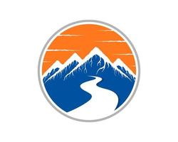 Mountain road way in the circle logo vector