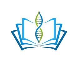 book open with DNA helix inside vector