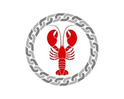 Lobster inside the chain circle vector