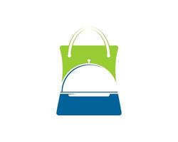 Shopping bag with serving plate inside vector