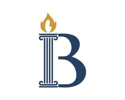 Combination B letter with pillar torch vector