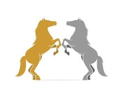 Two horse standing face to face logo vector