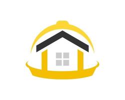 Abstract safety helmet with simple house inside vector