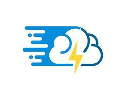 Simple cloud with fast symbol and lightning inside vector