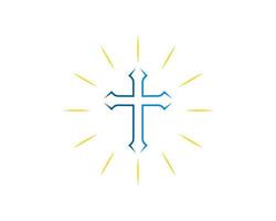 Simple religion cross symbol with shinning shine vector