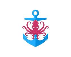 Simple anchor with octopus inside vector