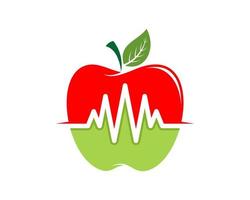 manzana con latido del corazón en el interior vector