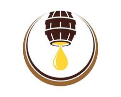 Honey barrel with droplet in the circle vector