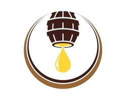 Honey barrel with droplet in the circle vector