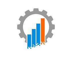 Gear with pixel chart up vector