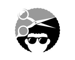 Afro hair with scissor inside vector