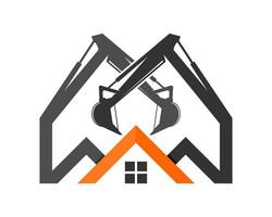 House real estate with crossed excavator vector
