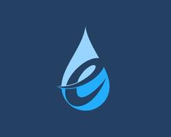 Simple water drop with E letter initial inside vector