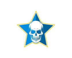 Blue star with skull head inside vector