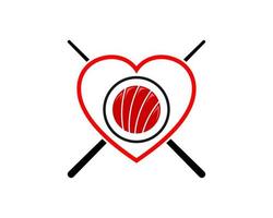 Love shape with cross chopstick and sushi inside vector