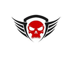 Abstract shield with spread wings and skull inside vector