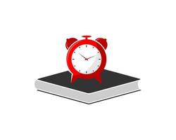 Simple book with red alarm clock upside vector