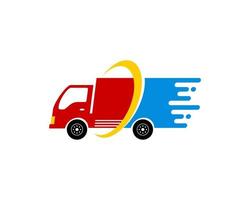 Fast delivery truck with swoosh vector