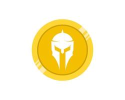 Shinning money coins with spartan helmet inside vector