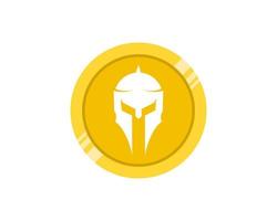 Shinning money coins with spartan helmet inside vector