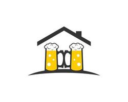 Simple house with twin glass of beer vector