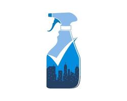 Cleaning spray with city building inside vector