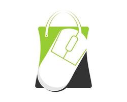 Mouse computer inside the shopping bag vector
