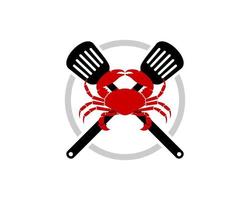 Circle shape with cross spatula and red crab vector