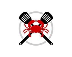 Circle shape with cross spatula and red crab vector