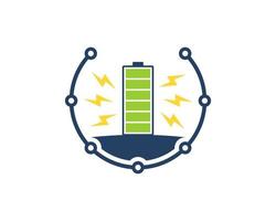 Circular circuit technology with electrical battery and lightning vector