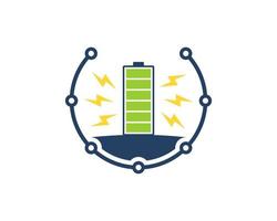 Tecnología de circuito circular con batería eléctrica e iluminación. vector