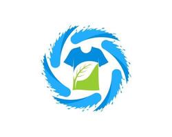 Circular water splash with shirt and leaf vector