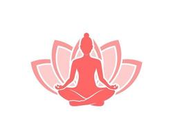 hermosas mujeres yoga con flor de loto vector