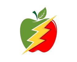 Apple energy with electrical symbol inside vector