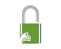 Padlock with dollar accountant inside vector