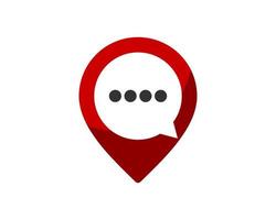 Red pin location with simple bubble chat inside vector