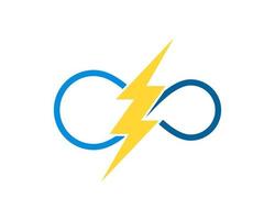 Infinity symbol with electrical lightning inside vector