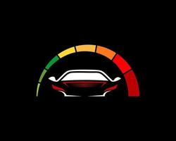 silueta de coche deportivo con velocímetro en la parte superior vector